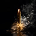 Bullet on a black background in smoke Royalty Free Stock Photo