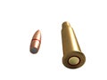 Bullet and cartridge 7.62x54R mm, Russian and Soviet army, isolated. 3d rendering