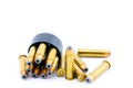 357 bullet cartridges with speed loader Royalty Free Stock Photo