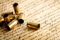 Bullet casings on bill of rights