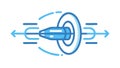 Bullet entering portal for speed and instantaneous transfer, vector design Generative AI Royalty Free Stock Photo