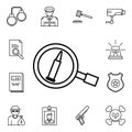 Bullet evidence icon. Detailed set of crime investigation icons. Premium quality graphic design. One of the collection icons for