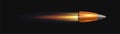 Bullet in Flame on Black Background. Vector Royalty Free Stock Photo