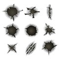 Bullet, Gunshot Holes, Cracks And Scratches Set Royalty Free Stock Photo