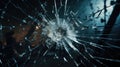 Bullet hole glass abstract background - crime gun shot