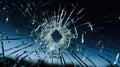 Bullet hole glass abstract background - crime gun shot