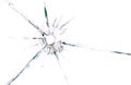 Bullet hole in glass close up on white background Royalty Free Stock Photo