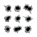 bullet hole set cartoon vector illustration Royalty Free Stock Photo
