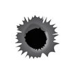 Bullet hole on white background. Realisic metal bullet hole, damage effect. Vector illustration