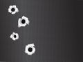 Bullet holes on Black metal grill Abstract background. Royalty Free Stock Photo