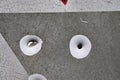 Bullet holes in a german traffic sign from a gun shooting exercise