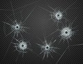 Bullet Holes Glass Transparent Realistic Royalty Free Stock Photo