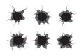 Bullet holes set. Vector illustration Royalty Free Stock Photo