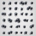 Bullet Holes Set Vector. Weapon Holes On Transparent Background. Illustration