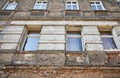 Bullet holes from the World War II in an apartment building.