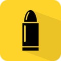 Bullet icon. Ammo sign. .45mm ammunition. Gun shop logo. Lead shell 9mm. Slugs rounds shots. Vector illustration Royalty Free Stock Photo