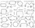 Bullet journal doodle sketch style set