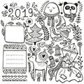 Bullet journal and Christmas hand drawn vector elements Royalty Free Stock Photo