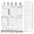 Bullet journal hand drawn vector elements for notebook, diary and planner. Doodle banners isolated on white background. Days of we Royalty Free Stock Photo