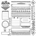 Cute doodle frames and borders for bullet journal Royalty Free Stock Photo