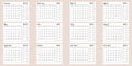 Bullet journal template. Monthly planer 2025. Week start from Sunday calendar. Ready to print 8,5x11 in pages