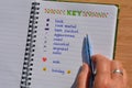 Bullet journal, open to the key page with symbols Royalty Free Stock Photo