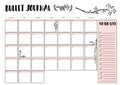 Bullet journal year monthly planner. Vector illustration with handdrawing illustration. Royalty Free Stock Photo