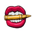 bullet in mouth.vector illustration. Royalty Free Stock Photo