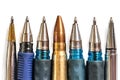 Bullet and pens on white background. Freedom of the press is at risk concept. World press freedom day concept Royalty Free Stock Photo