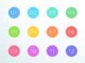 Bullet Point Clear Flat Circle Number 1, 10 and 12 Vector Royalty Free Stock Photo