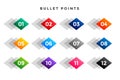 Bullet points number in diamond shape from one to twelve