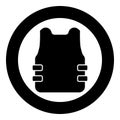 Bullet-proof vest flak jacket icon in circle round black color vector illustration flat style image Royalty Free Stock Photo