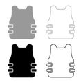 Bullet-proof vest flak jacket icon set black color vector illustration flat style image