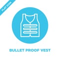 bullet proof vest icon vector from military collection. Thin line bullet proof vest outline icon vector  illustration. Linear Royalty Free Stock Photo