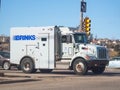 A bullet-resistant armored Brinks truck, a provider of security services to banks, Royalty Free Stock Photo