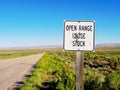 A bullet ridden open range sign in Wyoming.