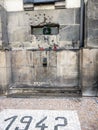 Bullet riddled wall of The Czech Orthodox church of St Cyril and St Methodius in Prague