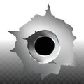 Bullet shot hole on vector transparent background crack