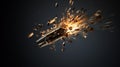 Bullet in slow motion, leaving a trail of fire, smoke and debris behind it. Exploding projectile. A rifle round in mid Royalty Free Stock Photo