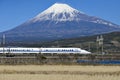 Bullet Train and Fuji Mountain Royalty Free Stock Photo