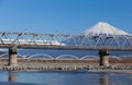 Bullet train Tokaido Shinkansen with view of mountain fuji Royalty Free Stock Photo