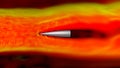 Bullet in wind tunnel. Pointed tip. 3d rendering illustration . View 3