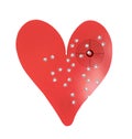 Bulletholes in a metal heart-shaped target Royalty Free Stock Photo