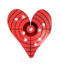 Bulletholes in a metal heart-shaped target