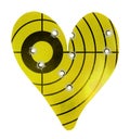 Bulletholes in a metal heart-shaped target Royalty Free Stock Photo