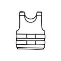 Bulletproof vest doodle icon, vector color illustration