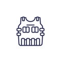 Bulletproof vest line icon on white