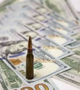 Bullets on american dollars background Royalty Free Stock Photo