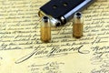 Bullets on Bill of Rights - The Right to Bear Arms Royalty Free Stock Photo