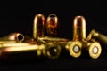 Bullets on Black Background, selective focus background